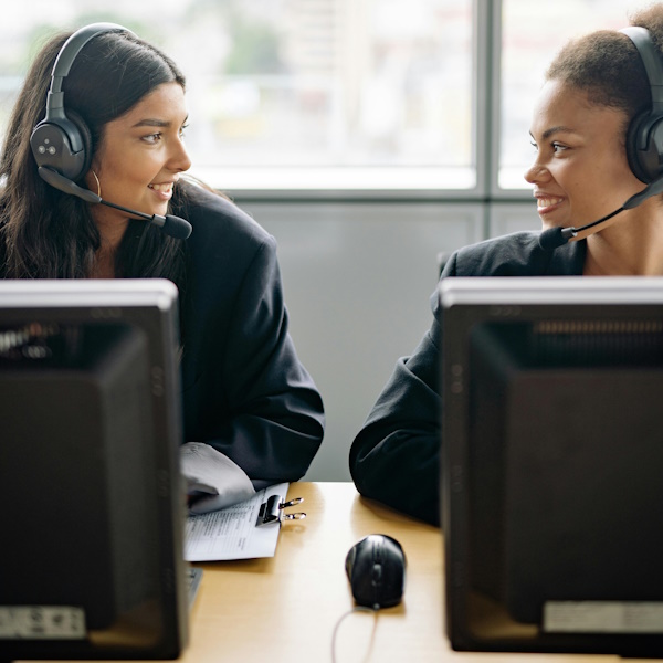 happy contact centre staff